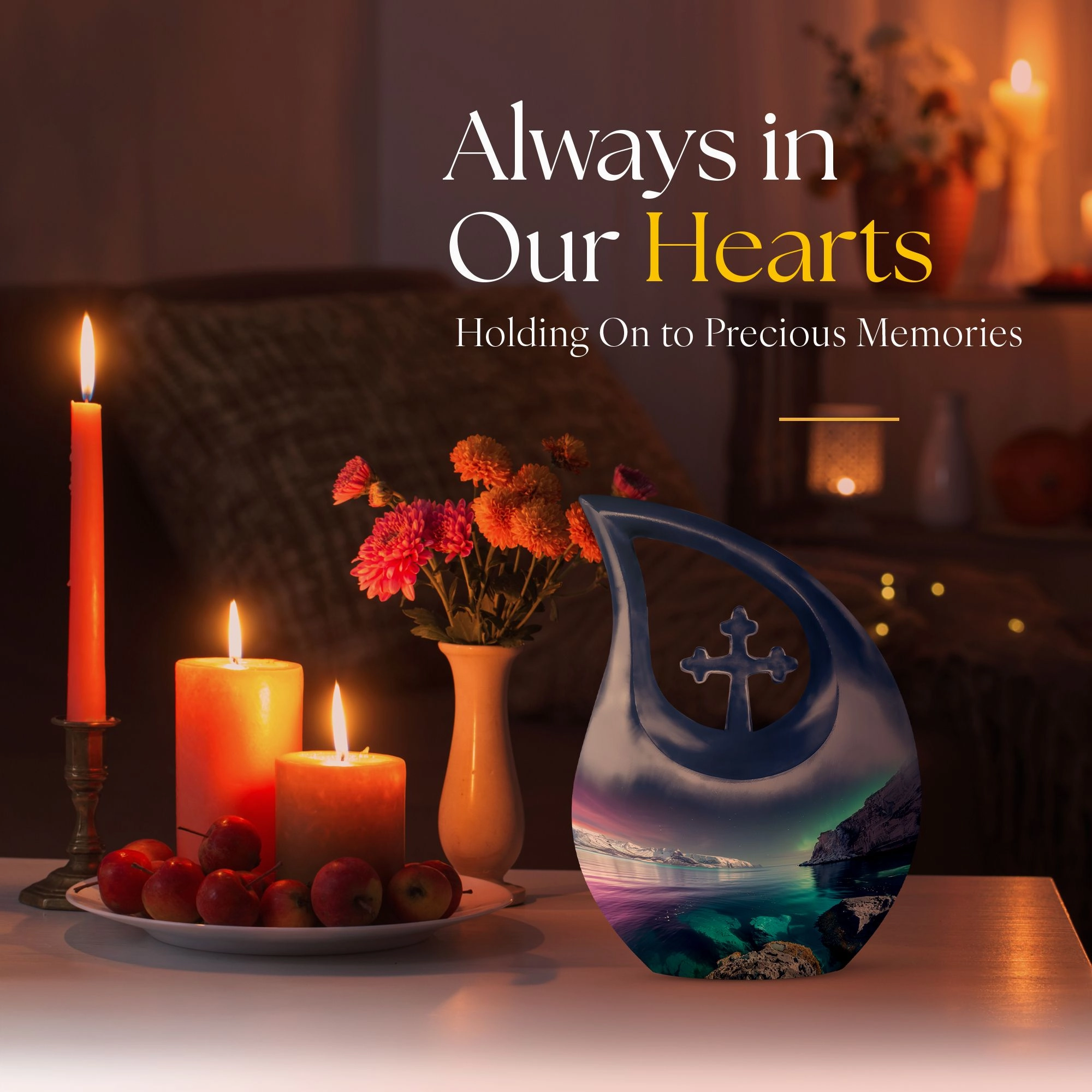 Aurora Borealis Remembrance Urn: Large Urn For Adult Human Ashes