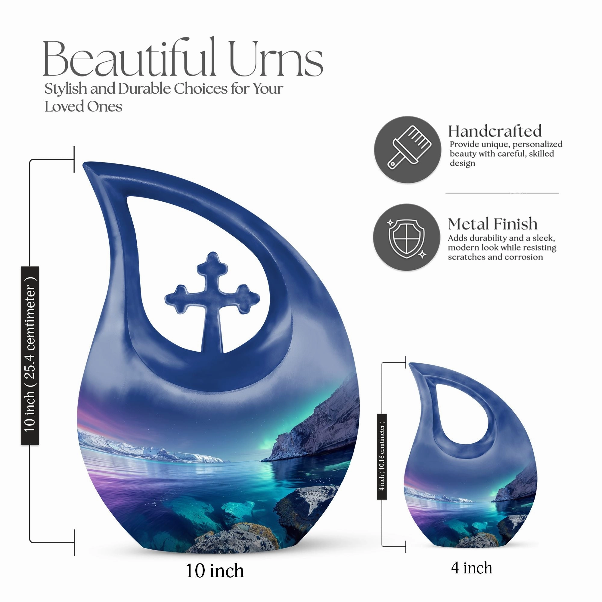 Aurora Borealis Remembrance Urn: Large Urn For Adult Human Ashes