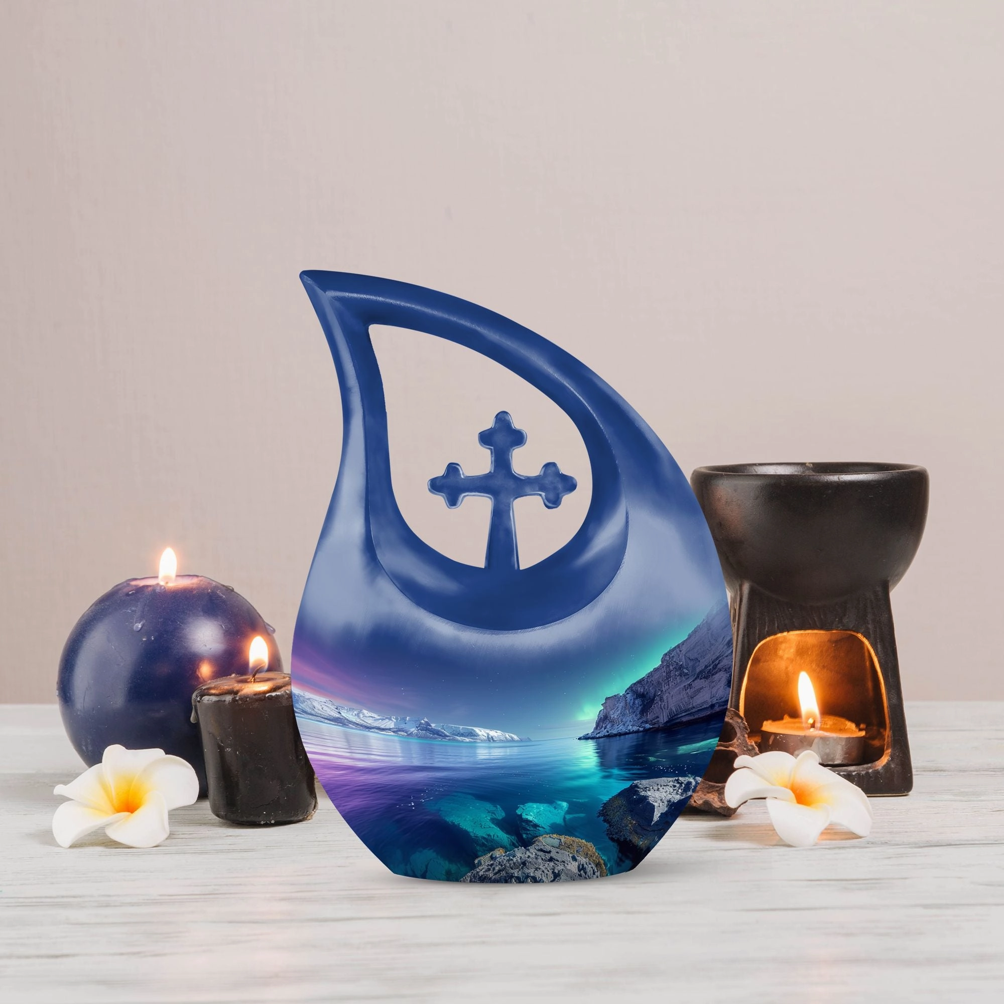 Aurora Borealis Remembrance Urn: Large Urn For Adult Human Ashes