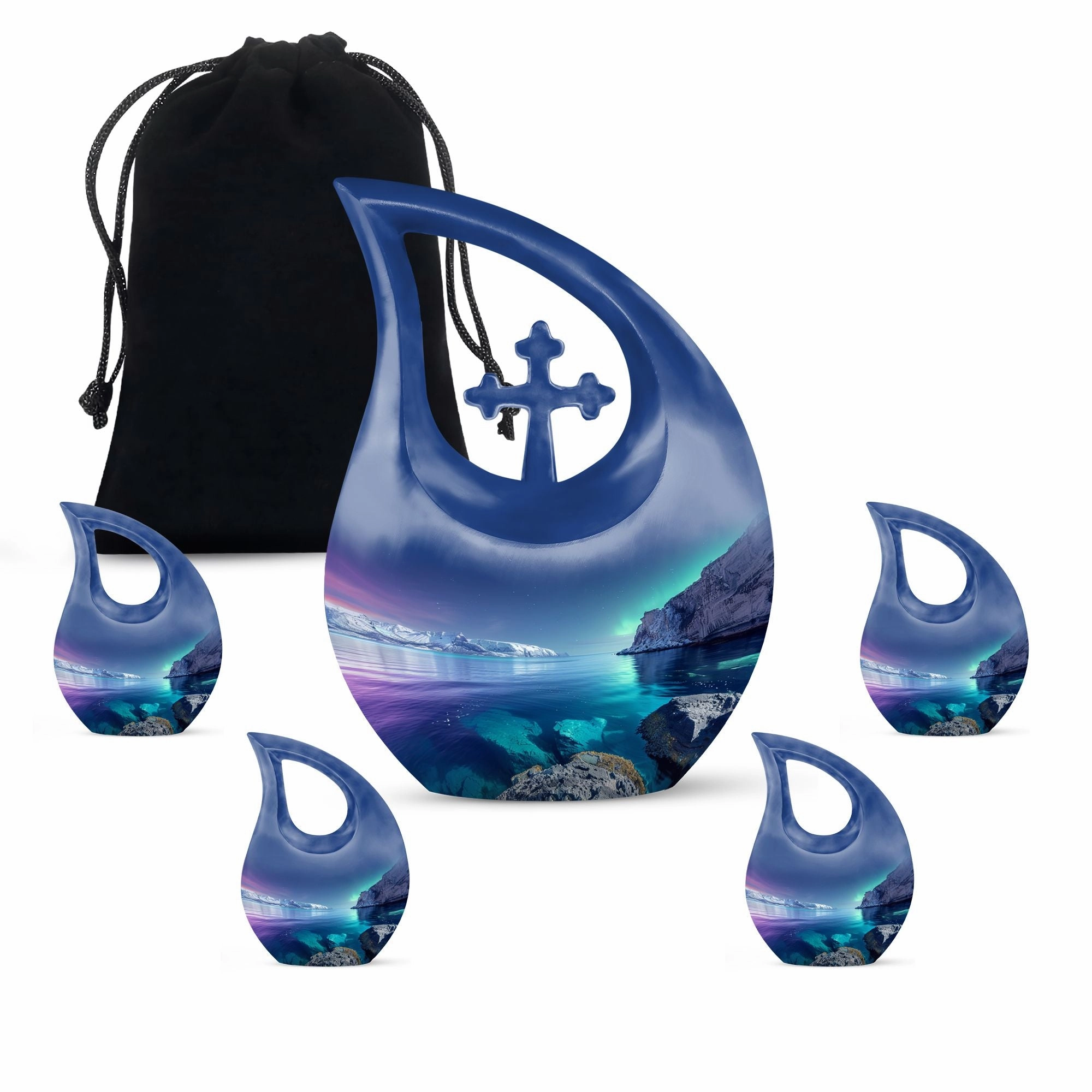 Aurora Borealis Remembrance Urn: Large Urn For Adult Human Ashes