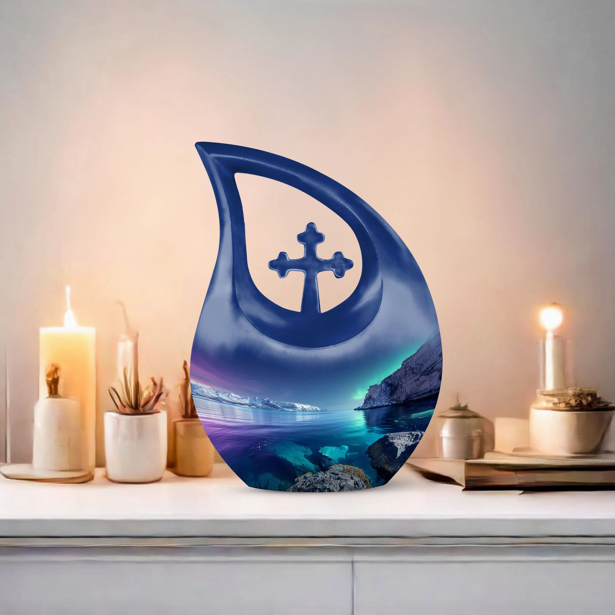 Aurora Borealis Remembrance Urn: Large Urn For Adult Human Ashes