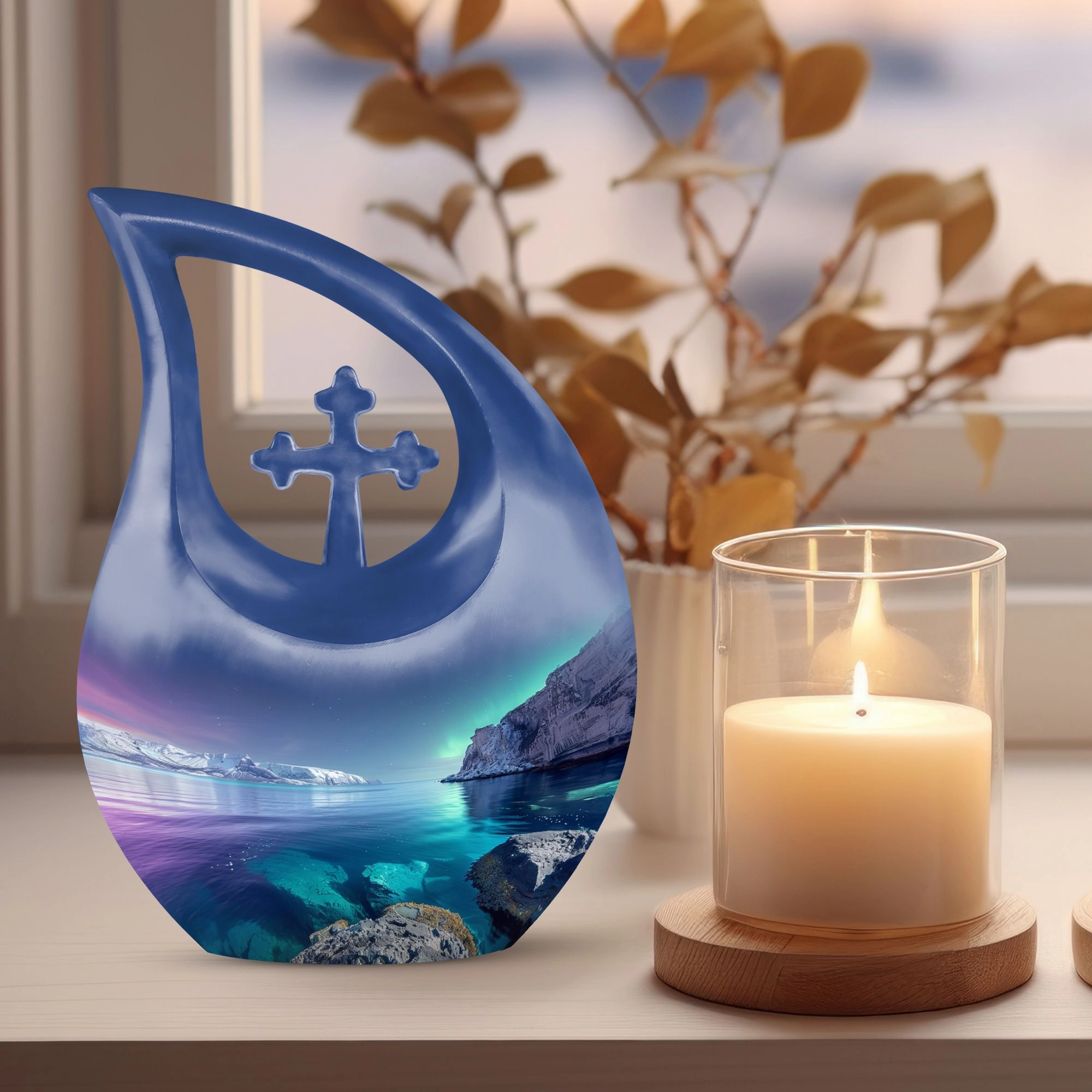 Aurora Borealis Remembrance Urn: Large Urn For Adult Human Ashes