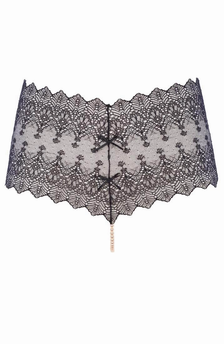 Black panty with pearl string - Geneva Panty