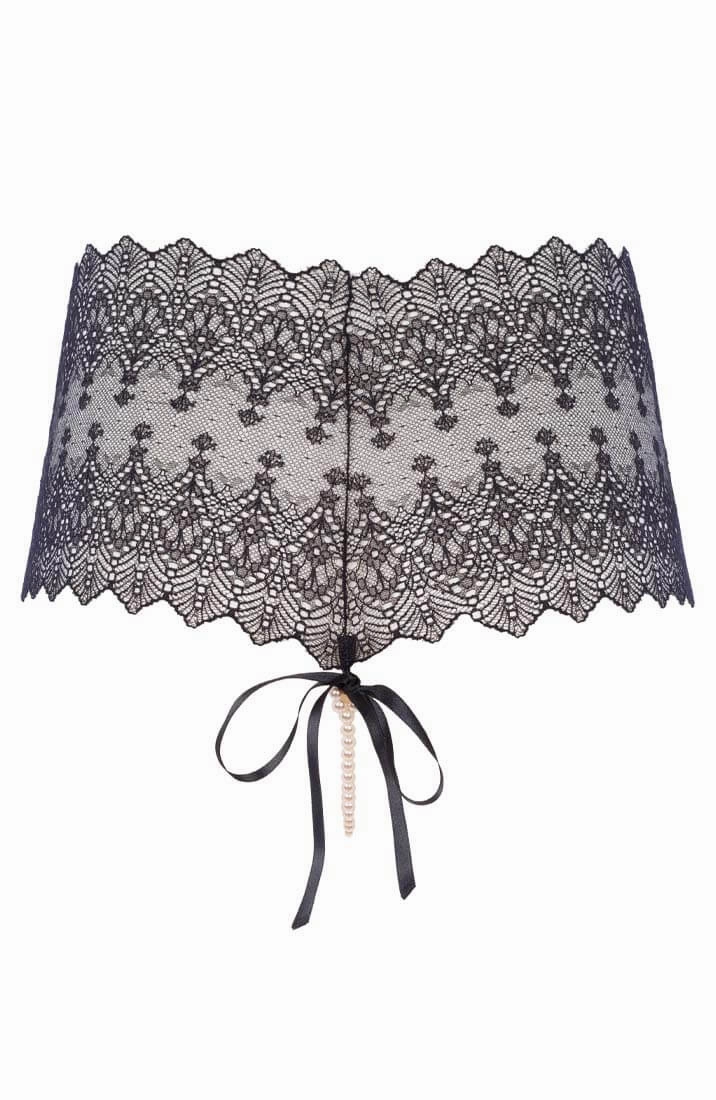 Black panty with pearl string - Geneva Panty