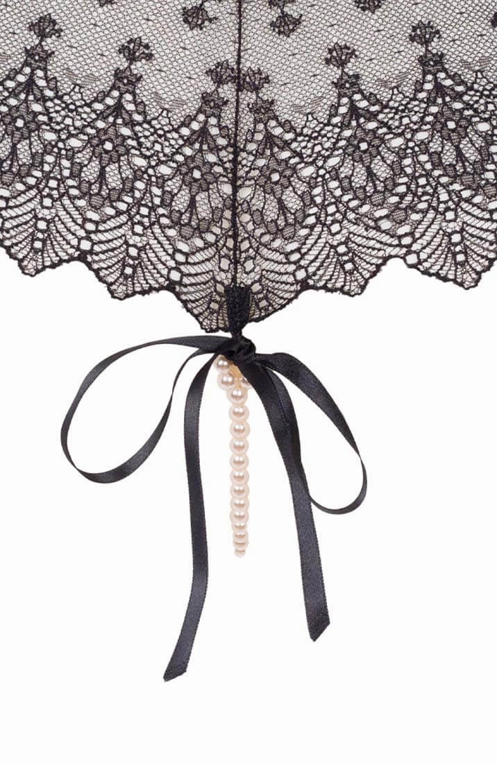 Black panty with pearl string - Geneva Panty