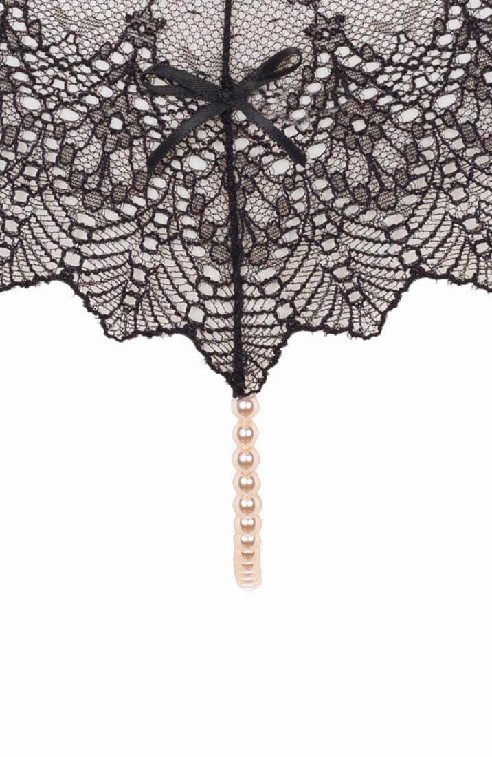 Black panty with pearl string - Geneva Panty