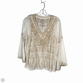 Blouse 3/4 Sleeve By Johnny Was In Cream, Size: L