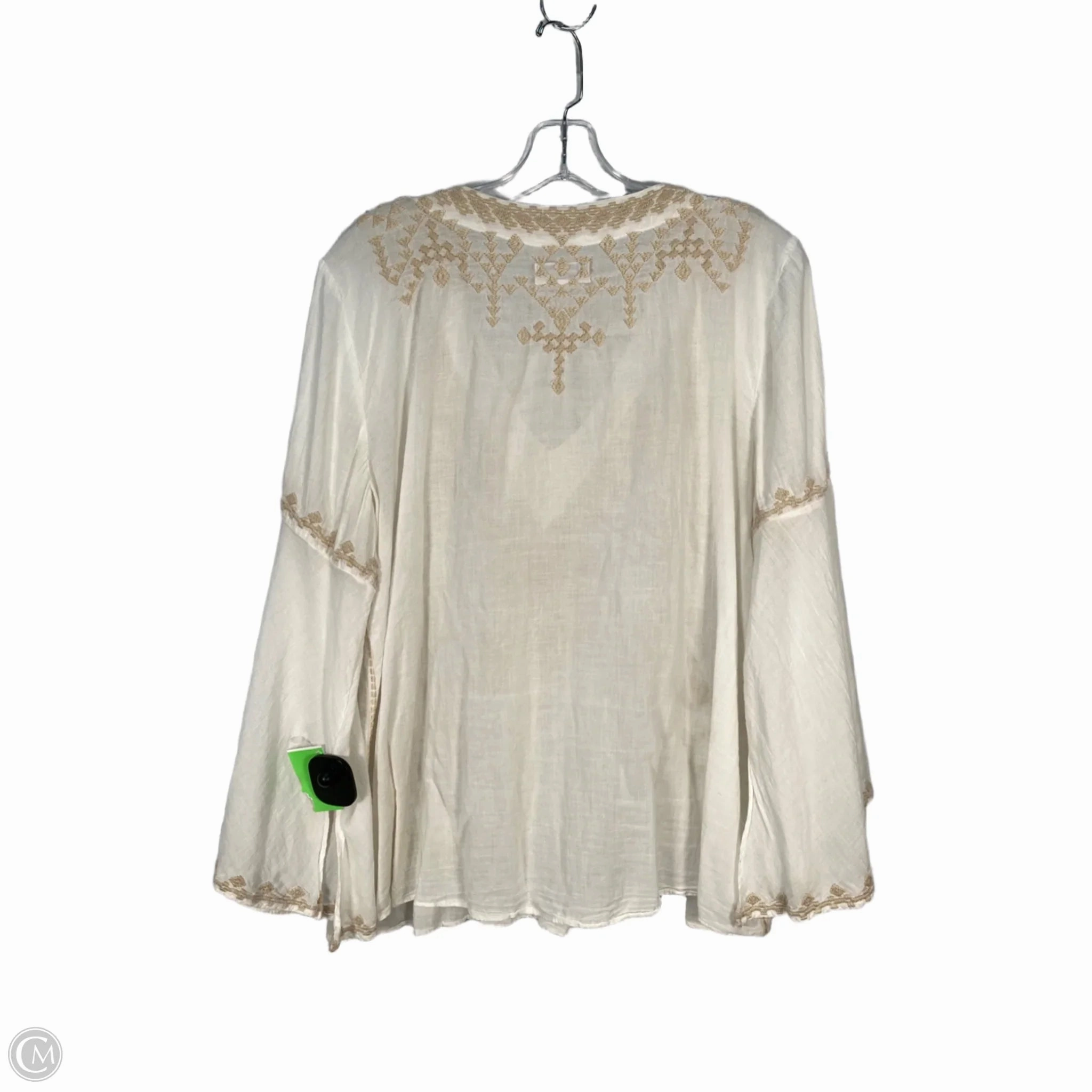Blouse 3/4 Sleeve By Johnny Was In Cream, Size: L