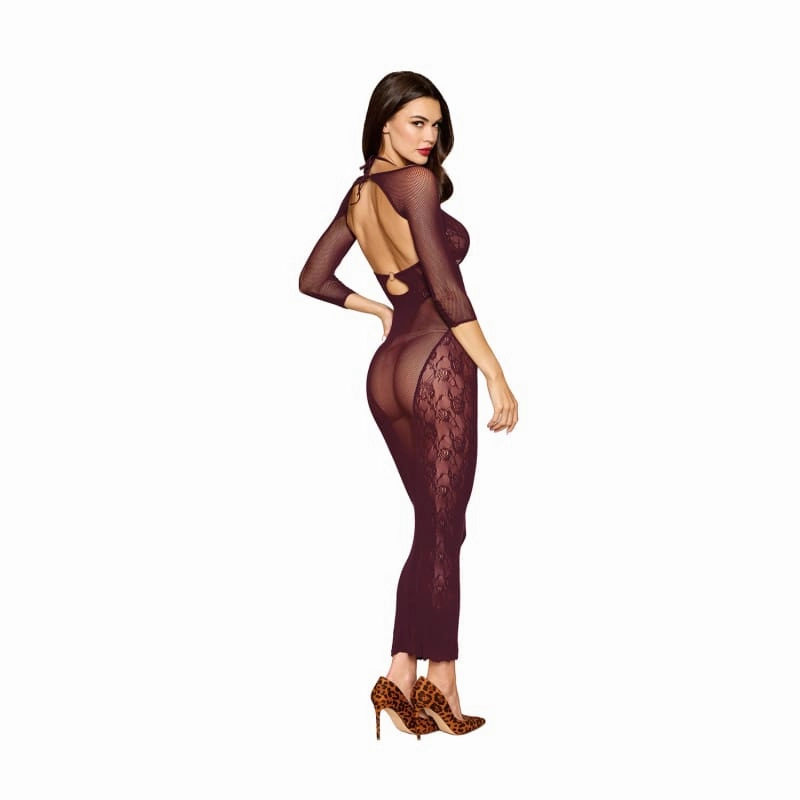 Bodystocking Gown and Shrug Dmnd - One Size - Cherry Lacquer
