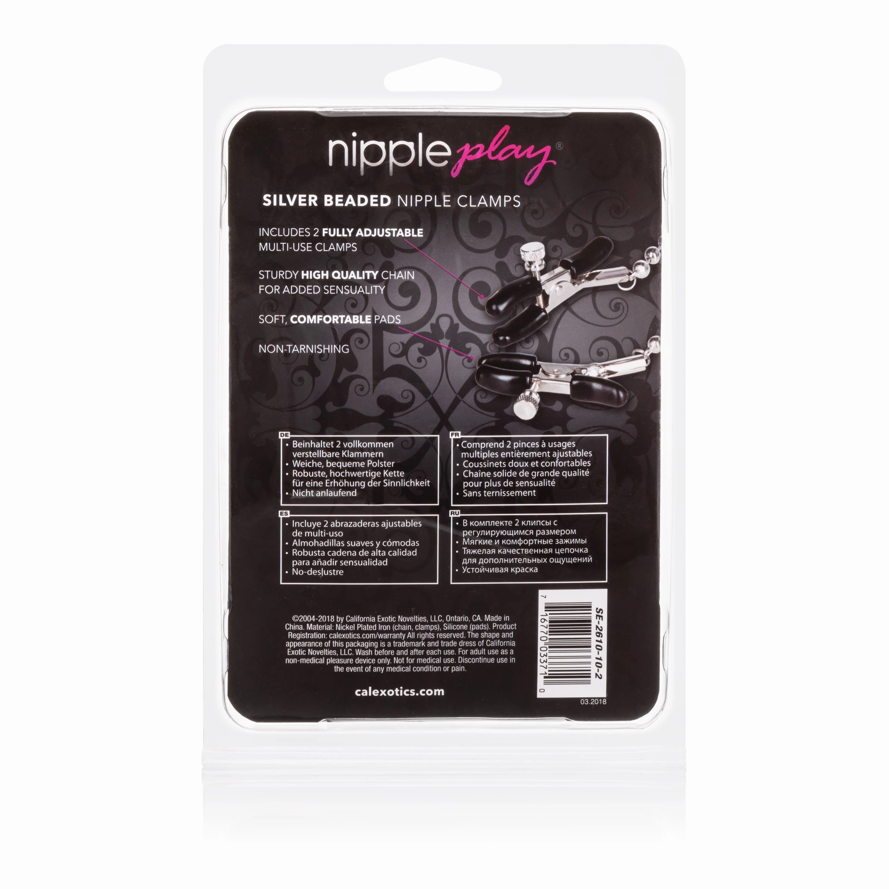 California Exotics - Nipple Play Silver Beaded Nipple Clamps (Silver)