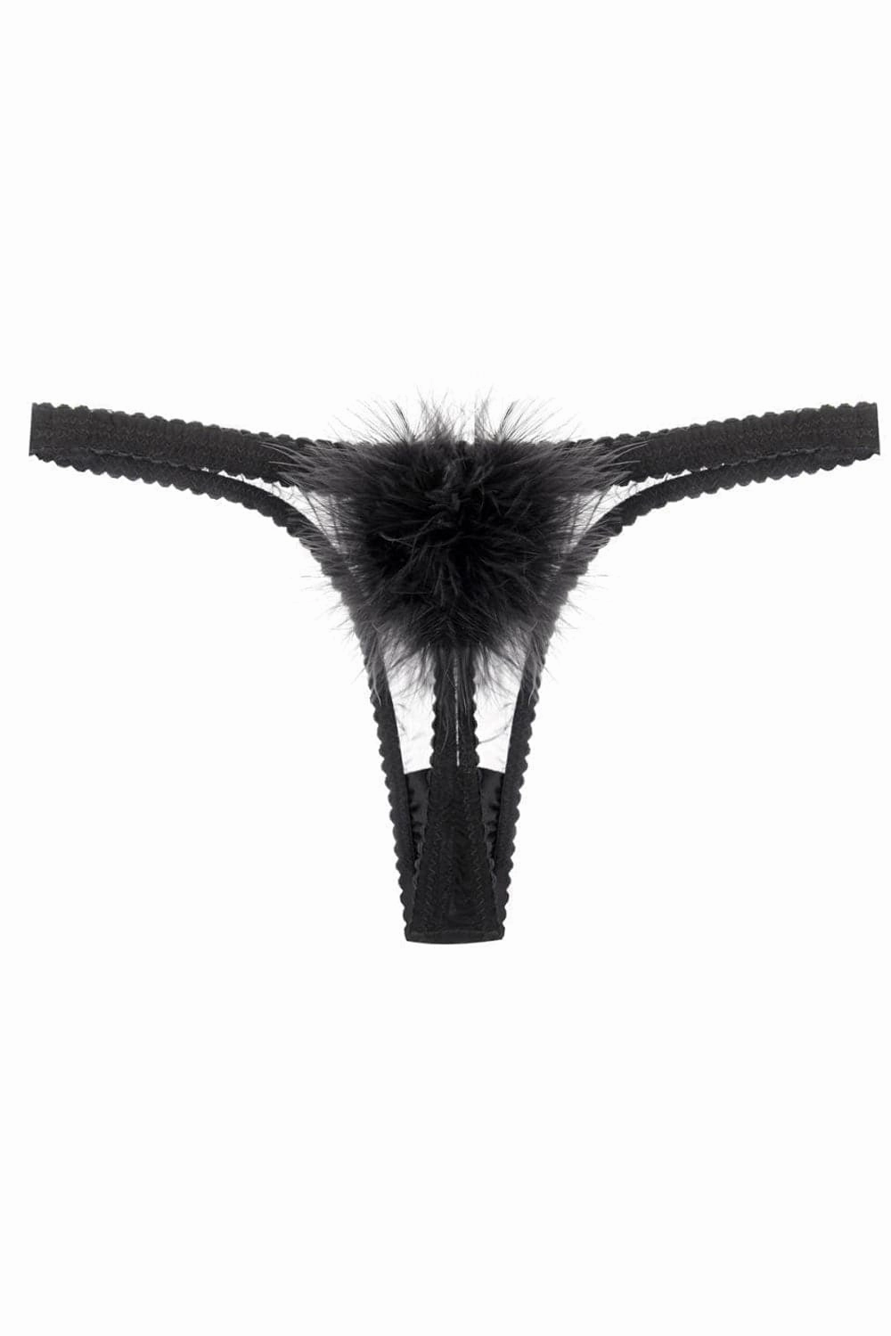 Diana Silk & Marabou Feather Pom Pom Thong, Size M (UK 10-12)