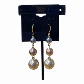 Earrings Dangle/Drop  In Cream & Grey