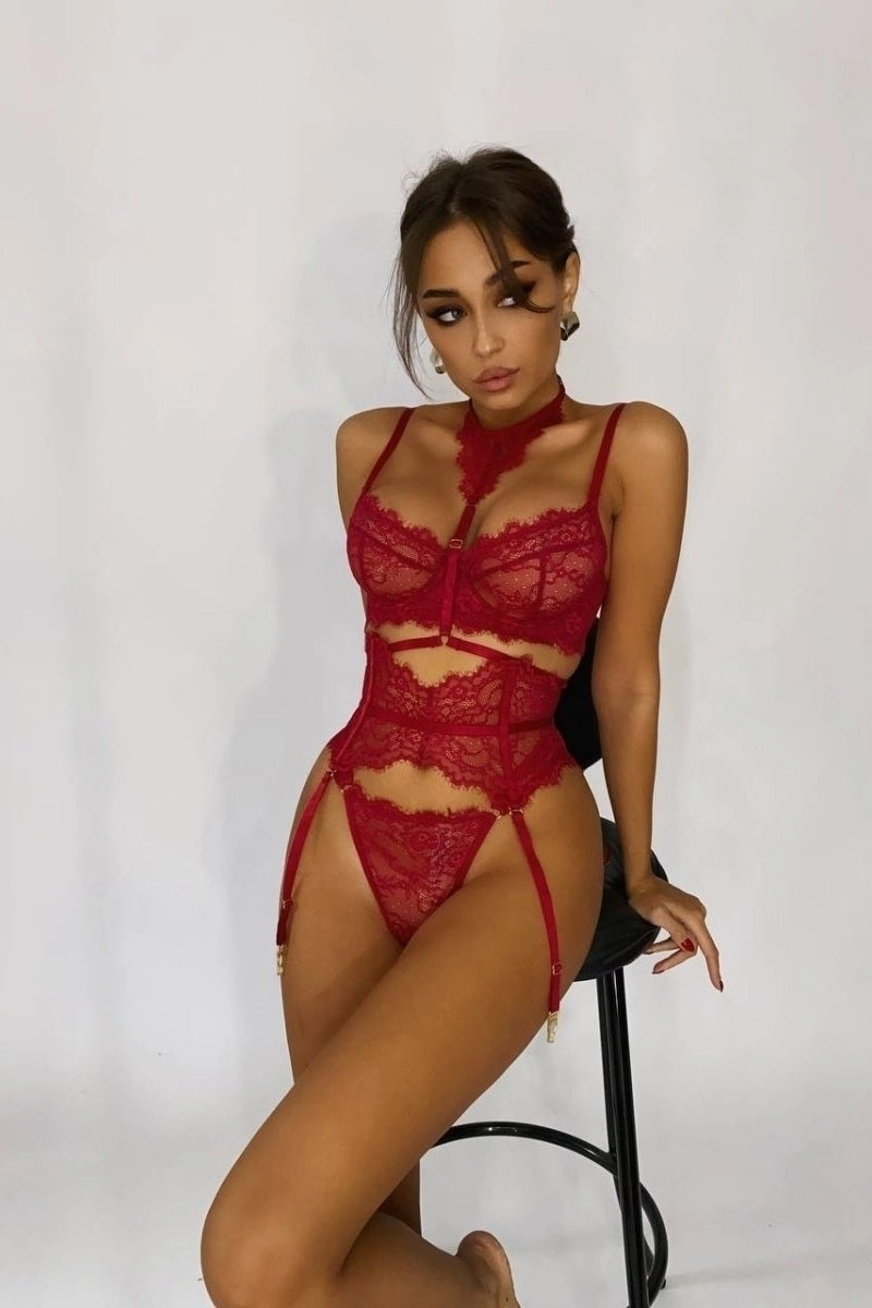 Five-piece women's lingerie set - MOON Red