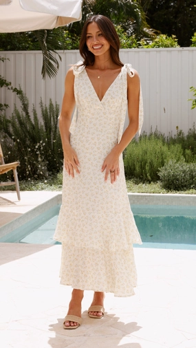 Idana Maxi Dress - Cream / Floral