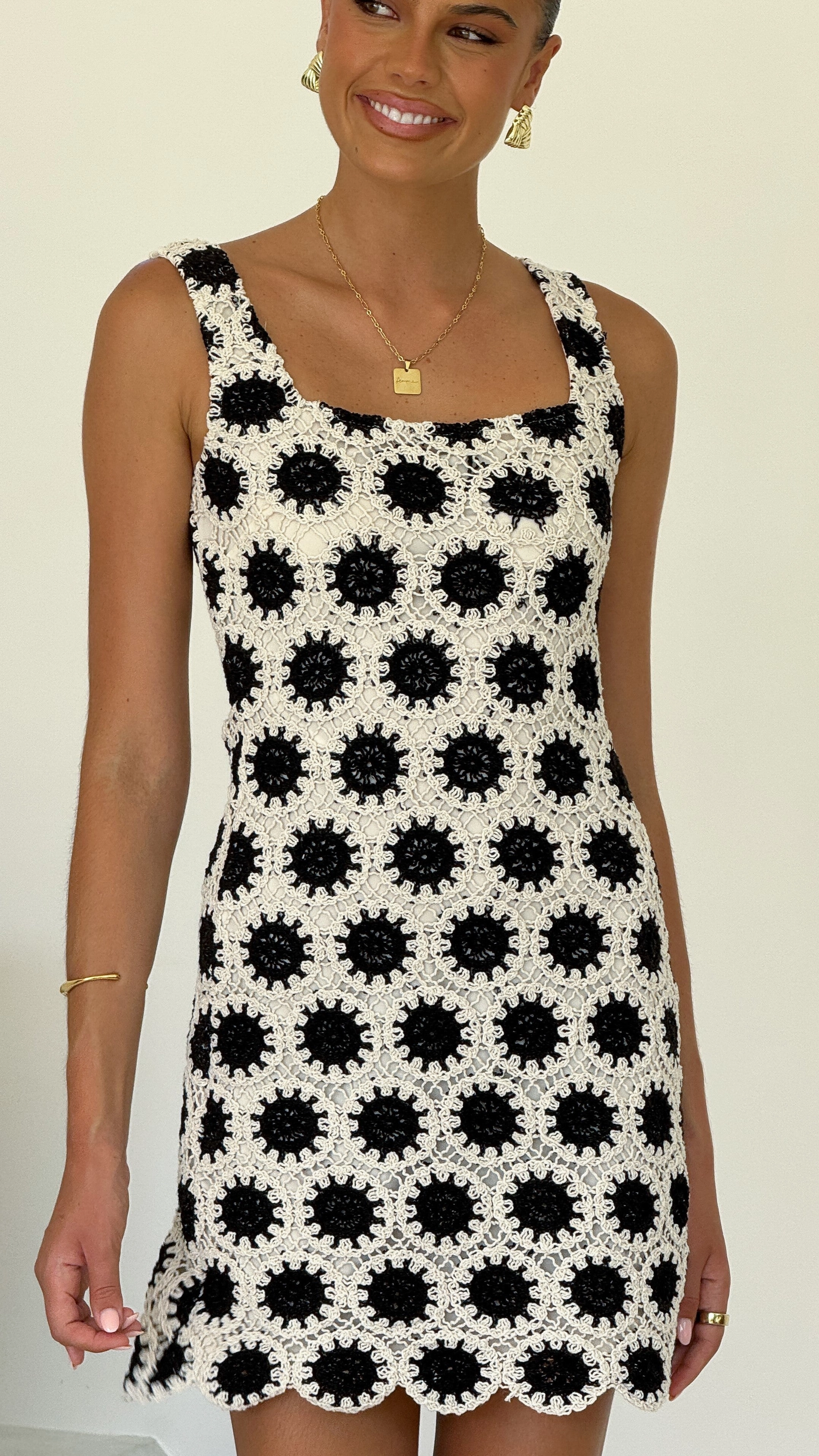 Laney Mini Dress - Black/Cream