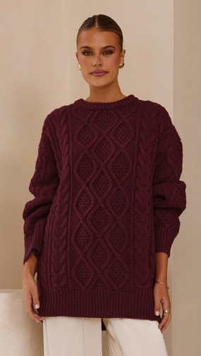 Luna Knit Sweater - Merlot