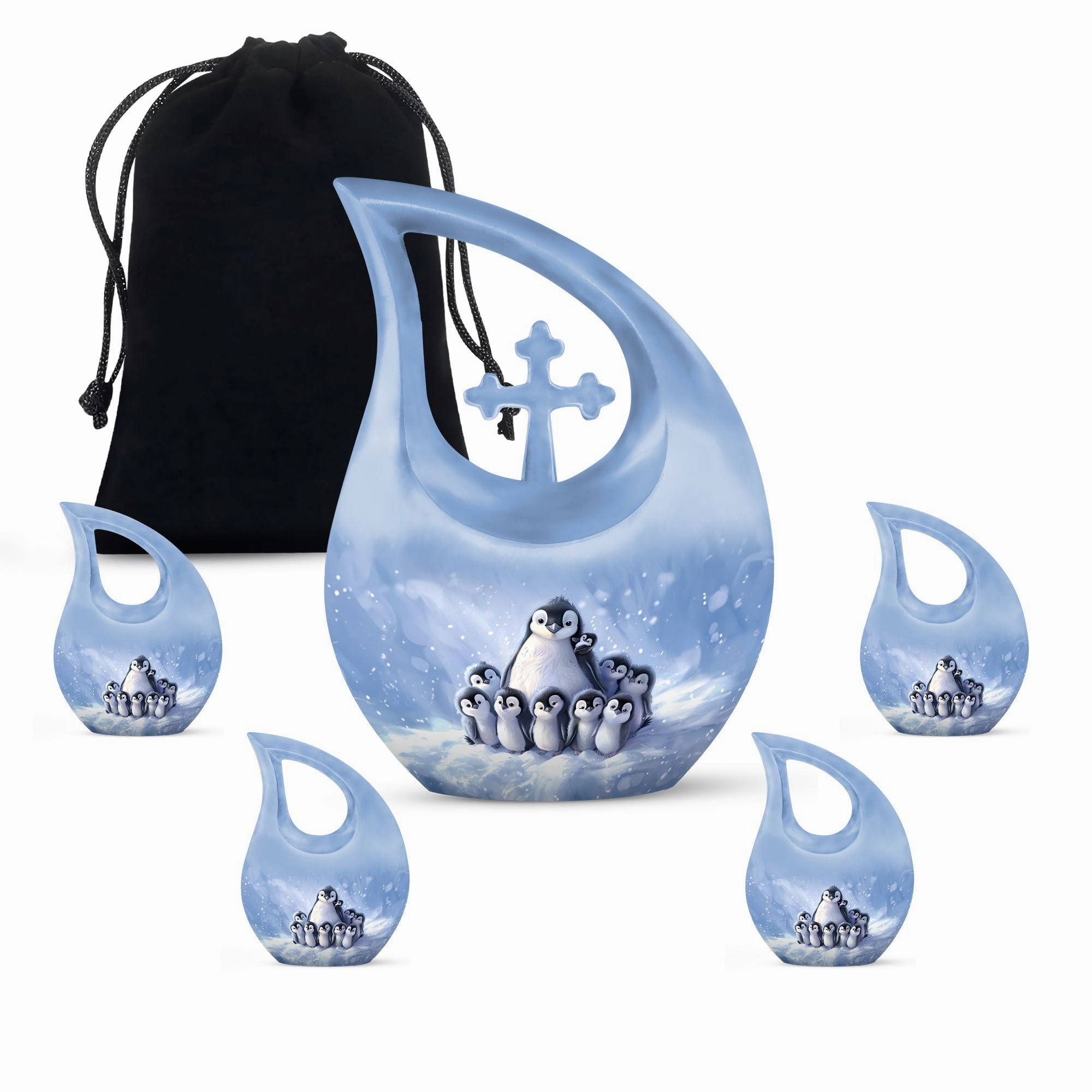 Penguin Urn & Companion Memorial Urn For Adult Human Ashes