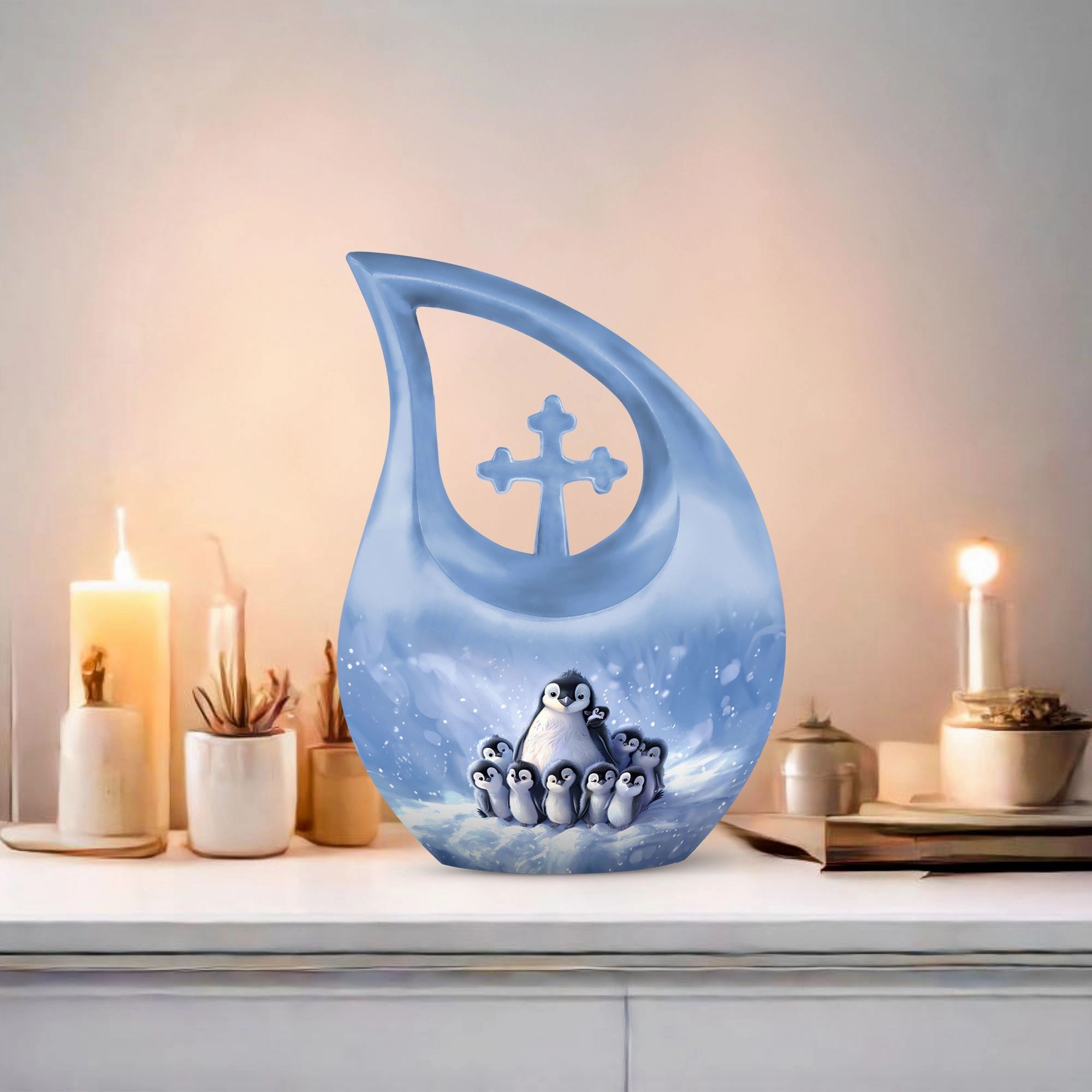 Penguin Urn & Companion Memorial Urn For Adult Human Ashes