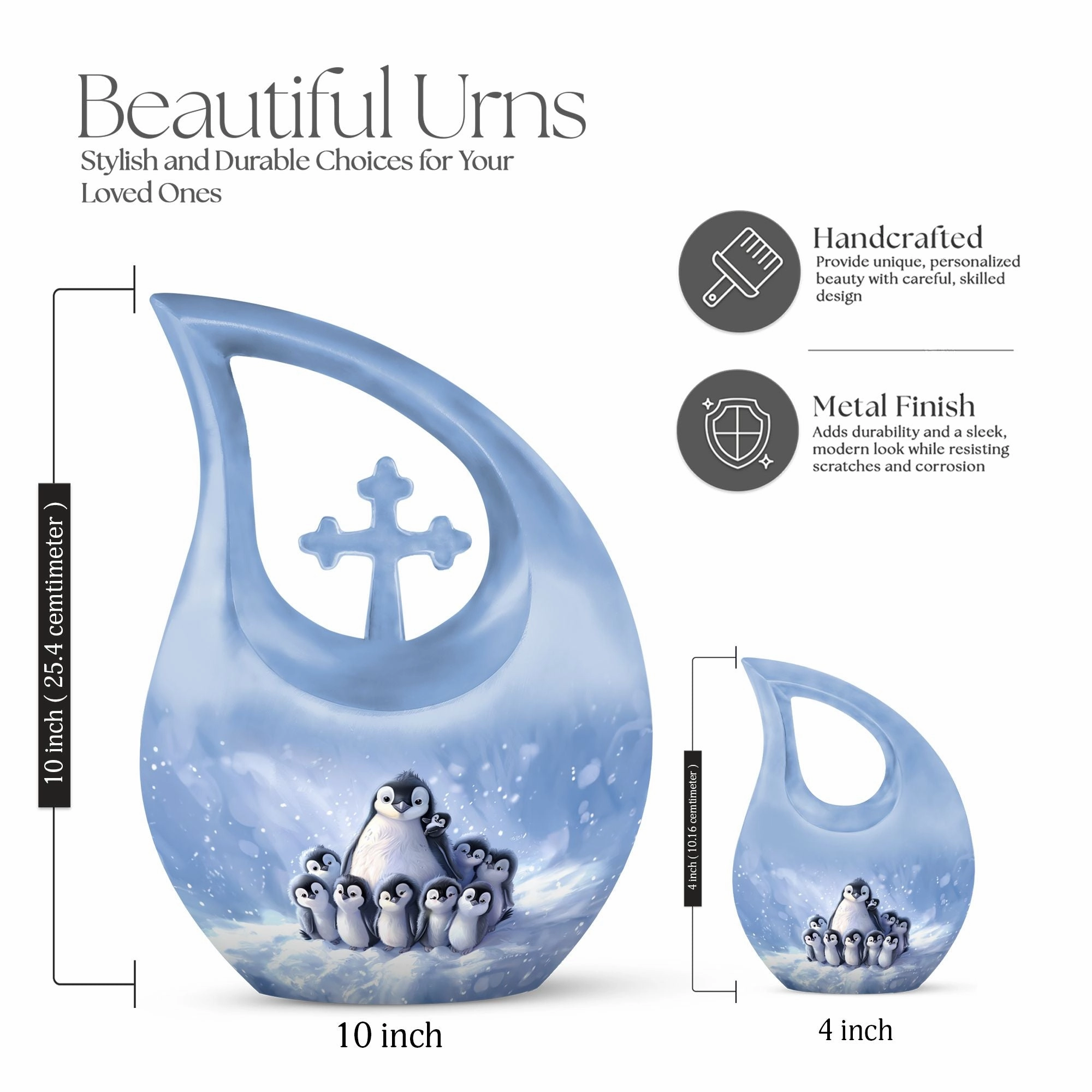 Penguin Urn & Companion Memorial Urn For Adult Human Ashes