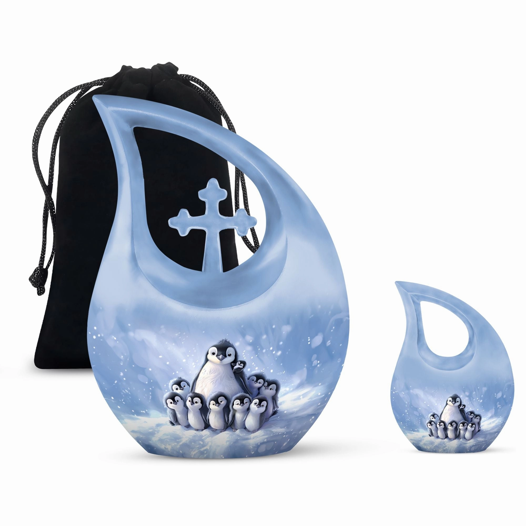 Penguin Urn & Companion Memorial Urn For Adult Human Ashes