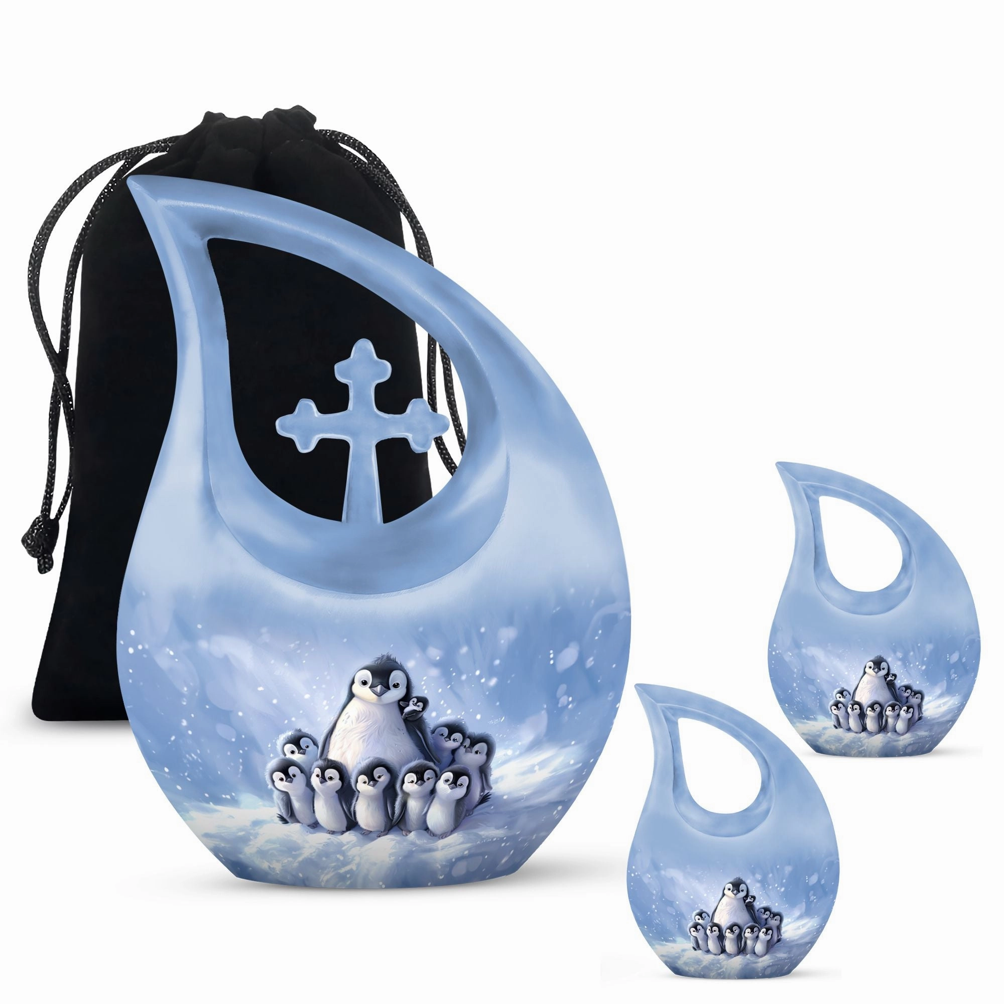 Penguin Urn & Companion Memorial Urn For Adult Human Ashes