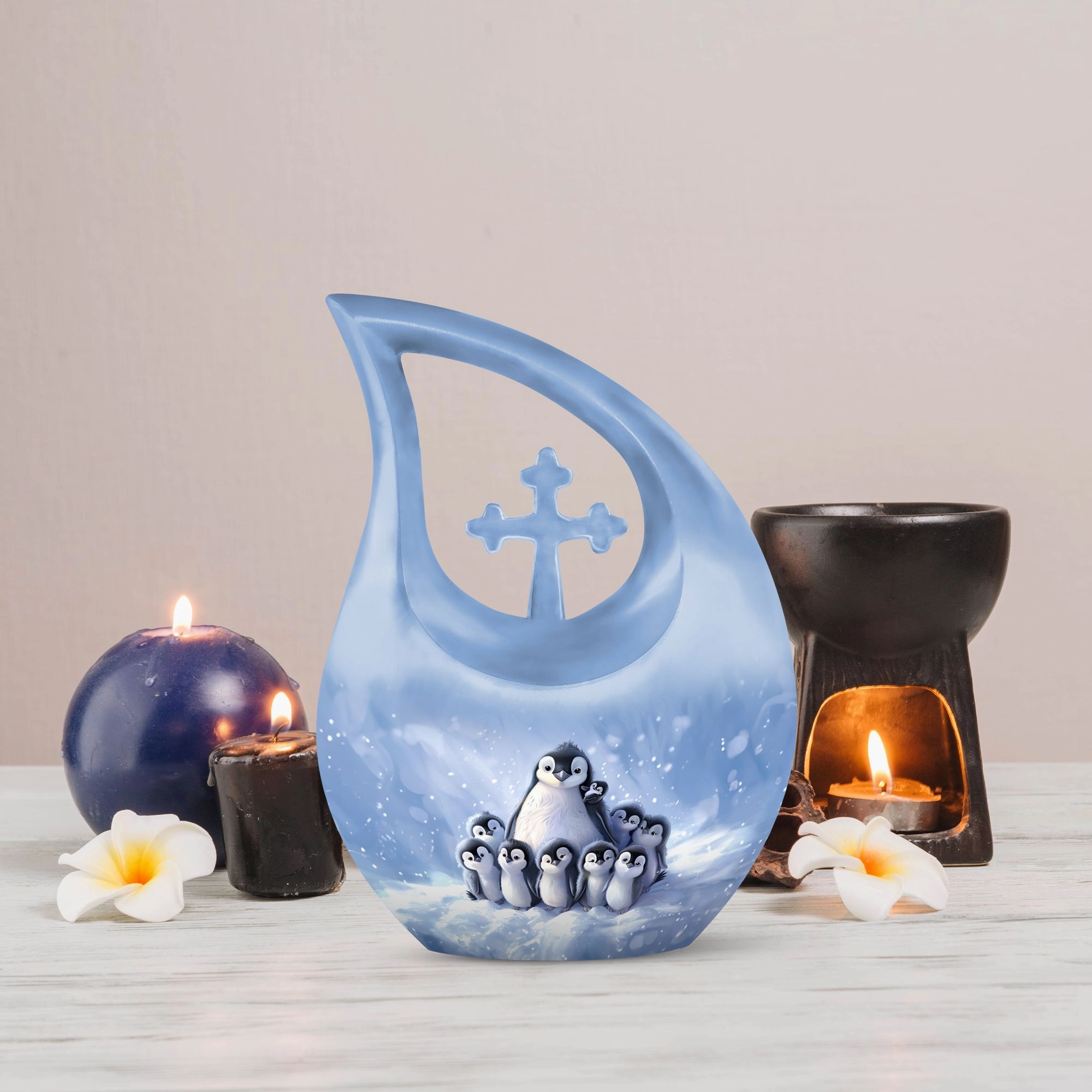 Penguin Urn & Companion Memorial Urn For Adult Human Ashes