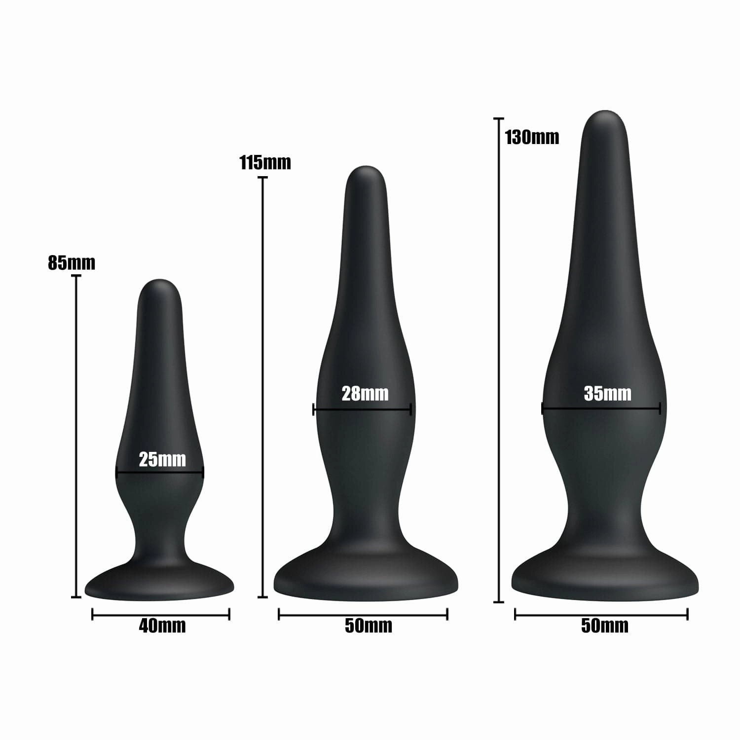 Pretty Love - Silicone Butt Plug Set (Black)