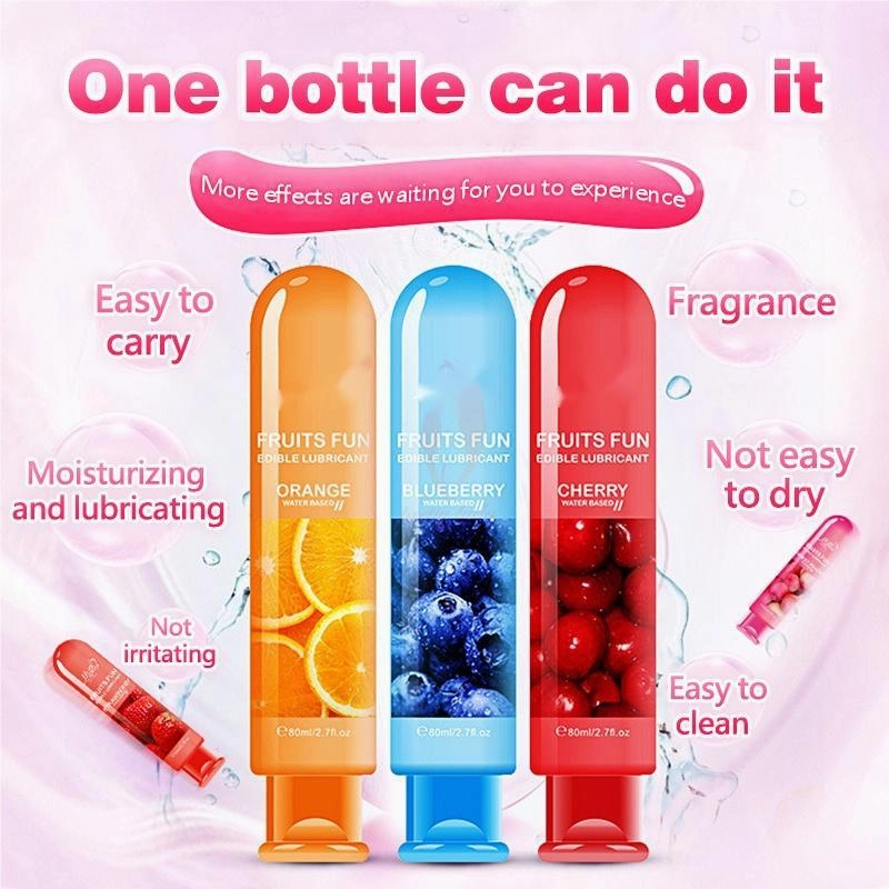 Sex lube Fruit Flavored Water Based Personal Edible Gel Sex Lubricant 80ML