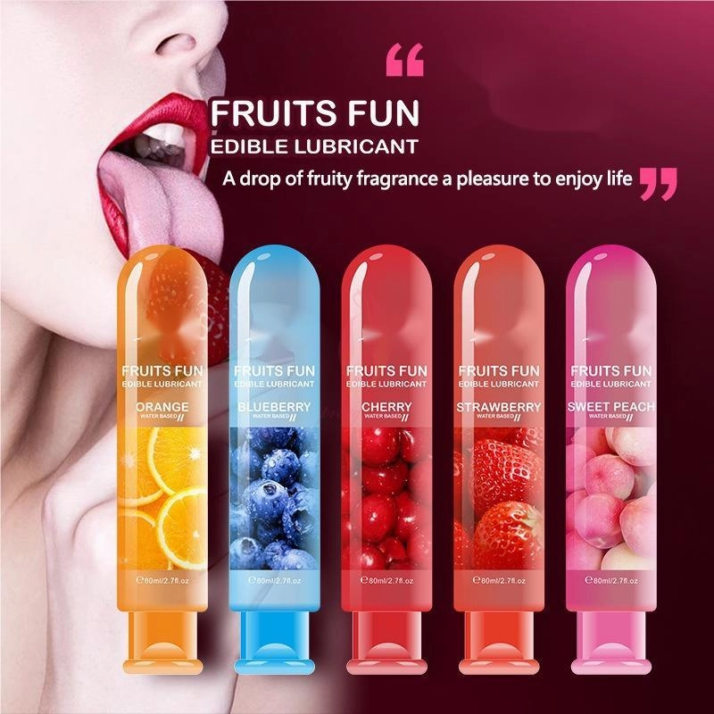 Sex lube Fruit Flavored Water Based Personal Edible Gel Sex Lubricant 80ML