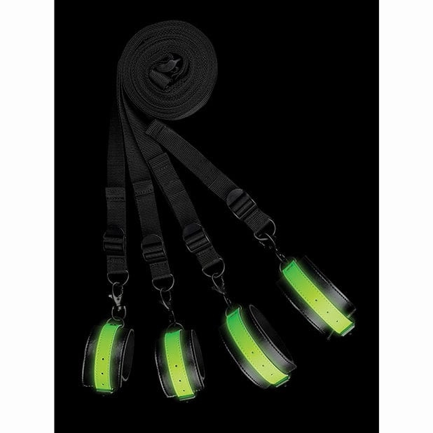 Shots - Ouch Bed Bindings Restraint Kit Glow in the Dark (Black)