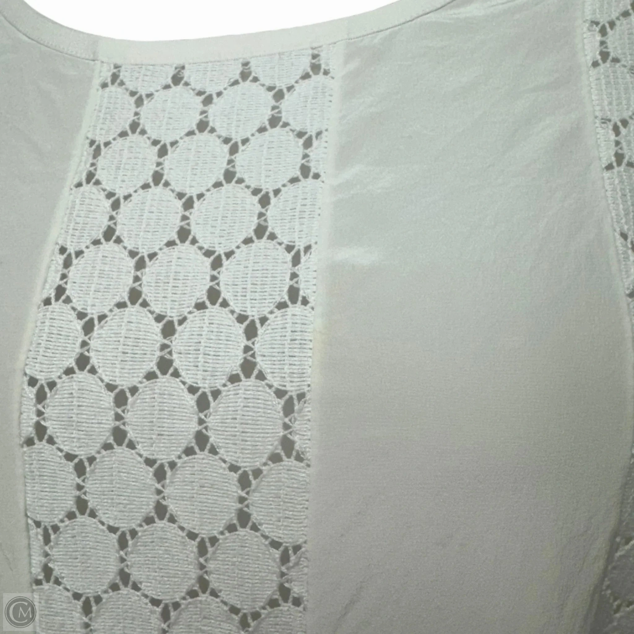 Silk Eyelet Top Short Sleeve By Akris In Cream, Size: 14