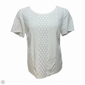 Silk Eyelet Top Short Sleeve By Akris In Cream, Size: 14