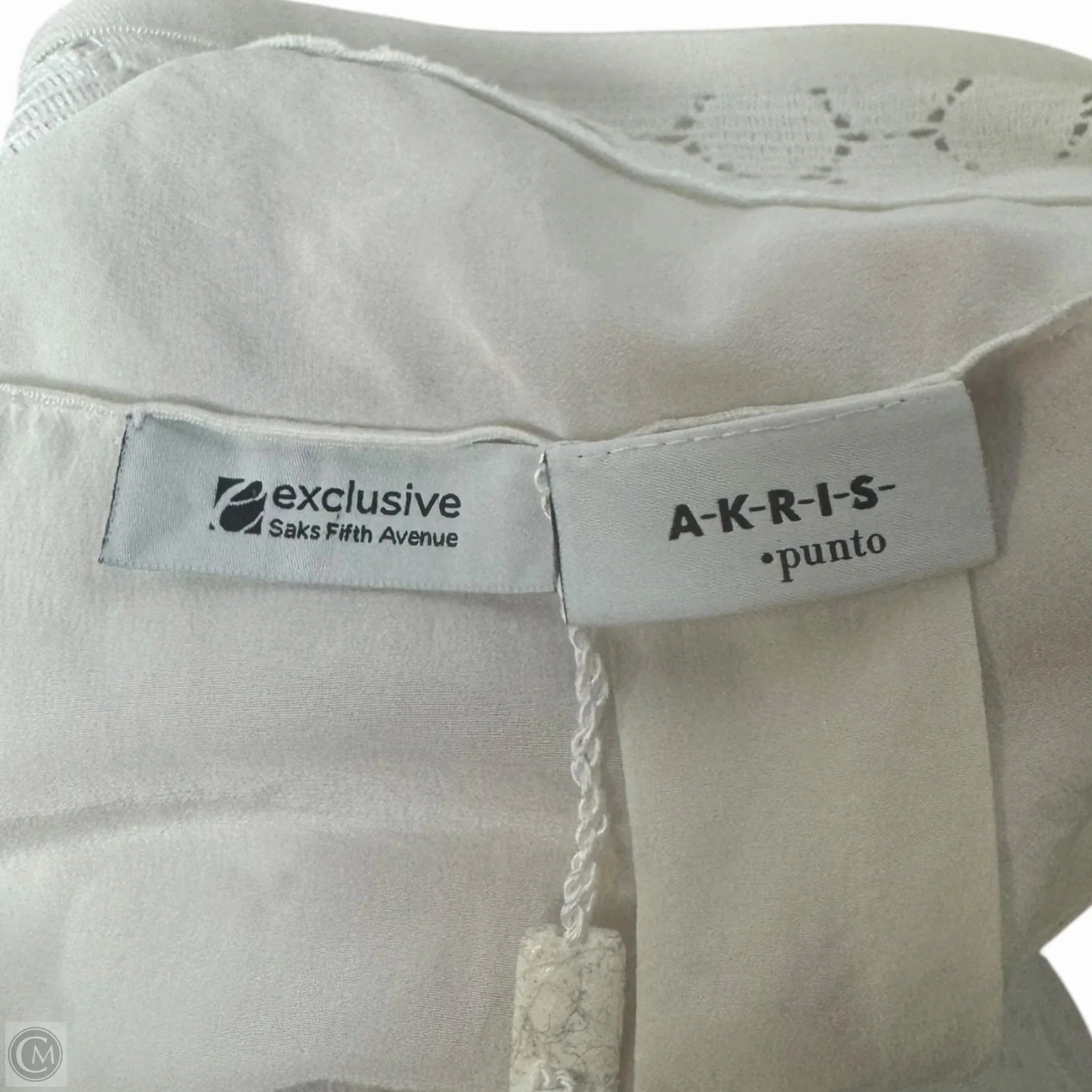 Silk Eyelet Top Short Sleeve By Akris In Cream, Size: 14