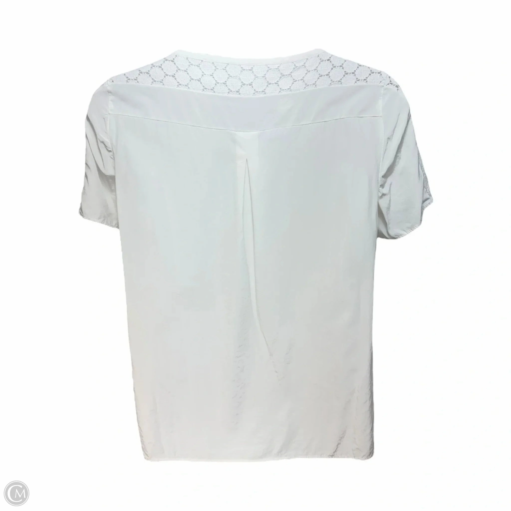 Silk Eyelet Top Short Sleeve By Akris In Cream, Size: 14