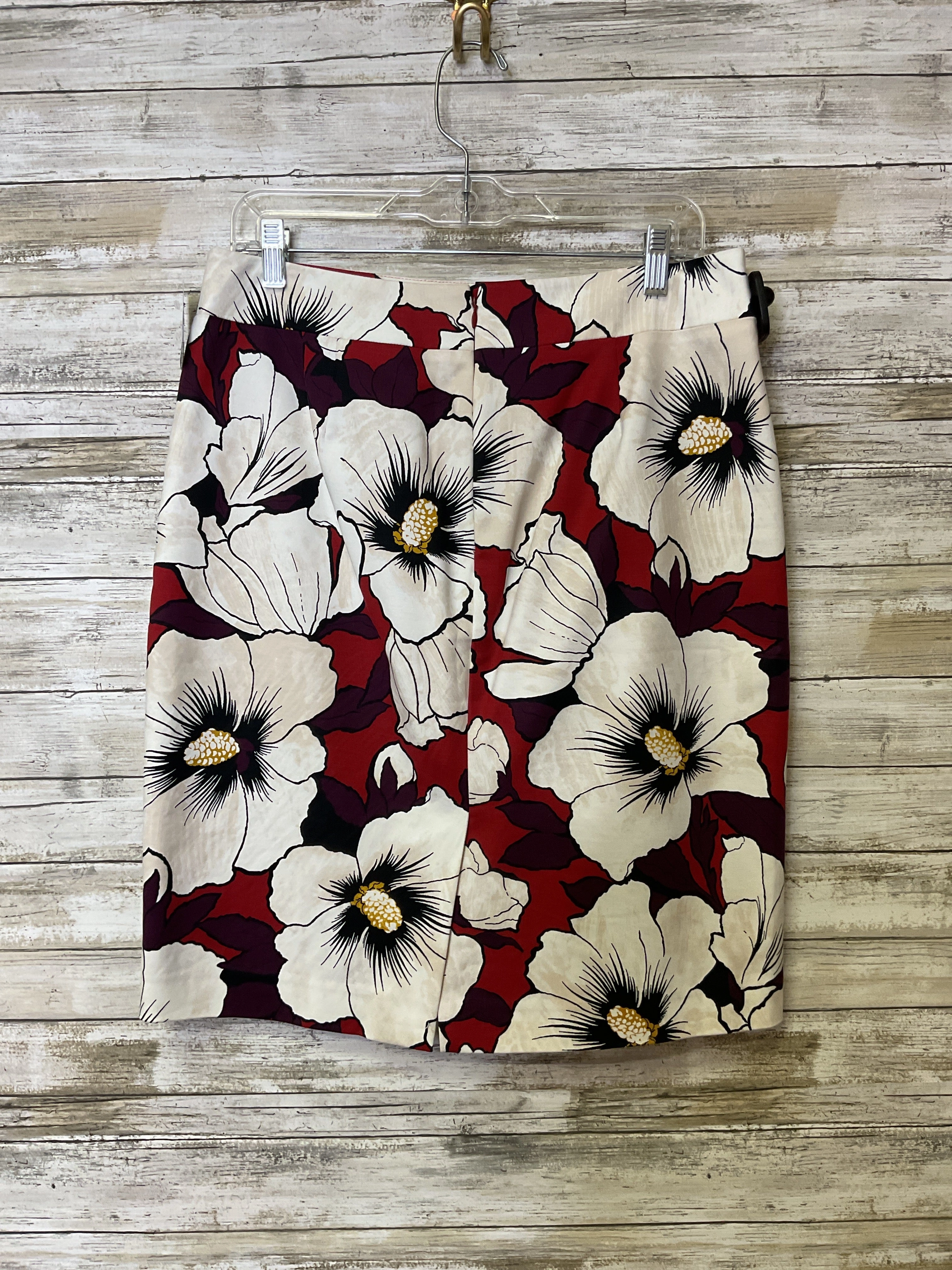 Skirt Midi By Ann Taylor In Cream & Red, Size:8