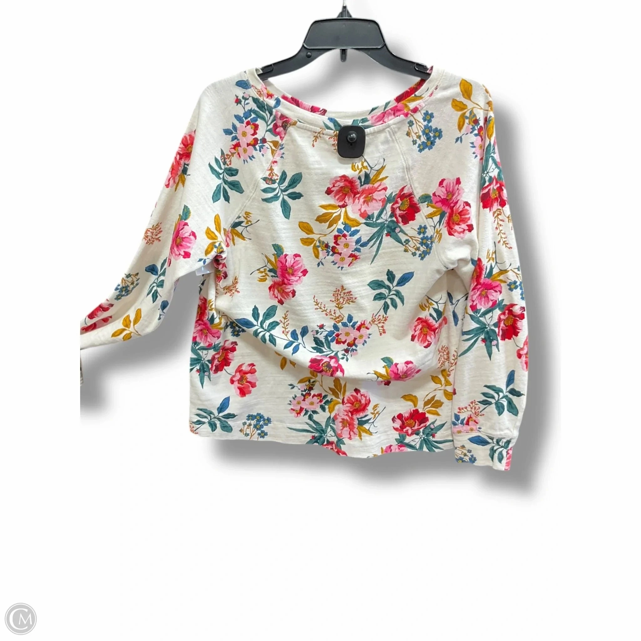 Sweatshirt Crewneck By Loft In Cream & Red, Size: L
