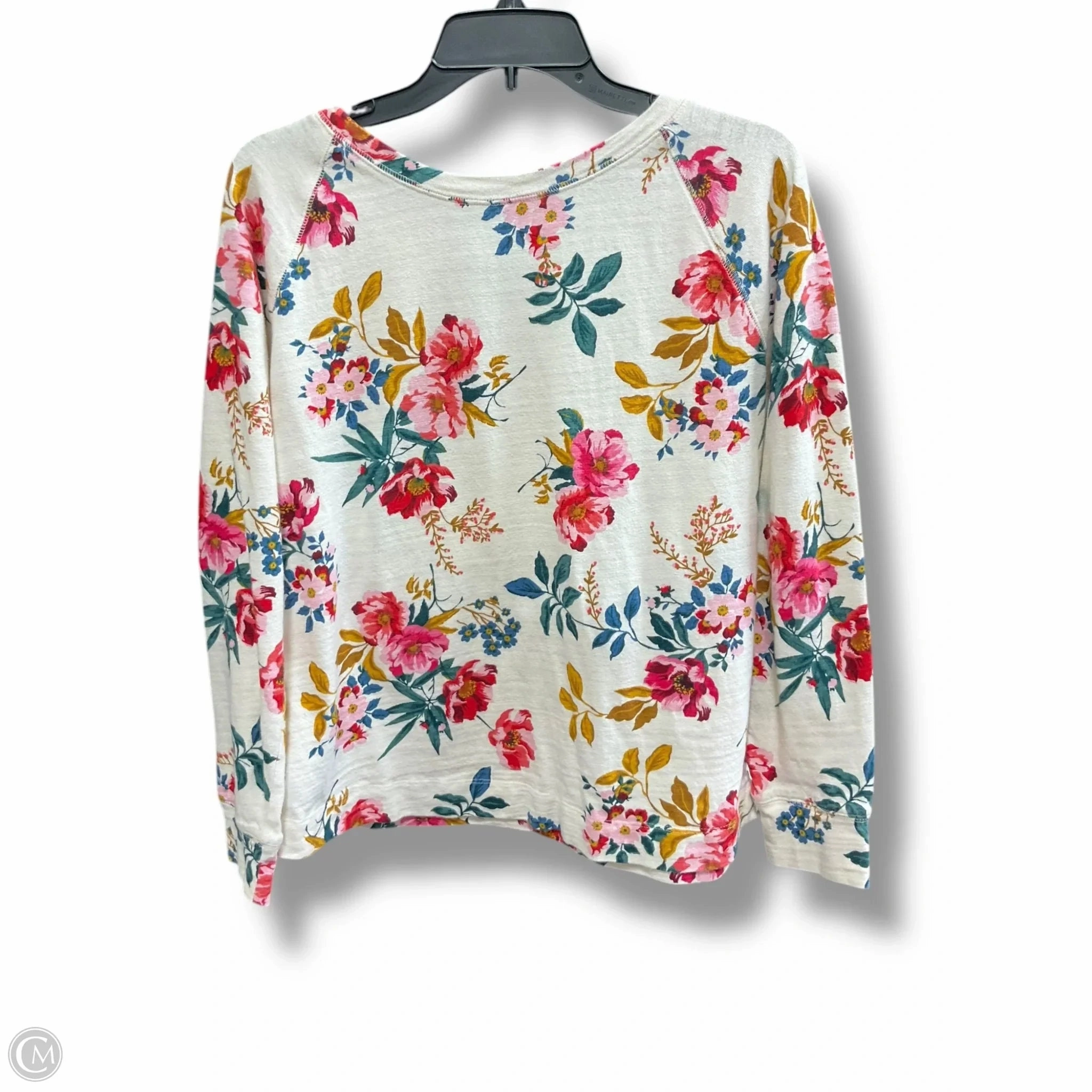 Sweatshirt Crewneck By Loft In Cream & Red, Size: L