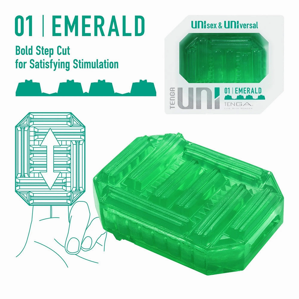Tenga Uni Reversible Masturbator & Finger Sleeve - Emerald Texture