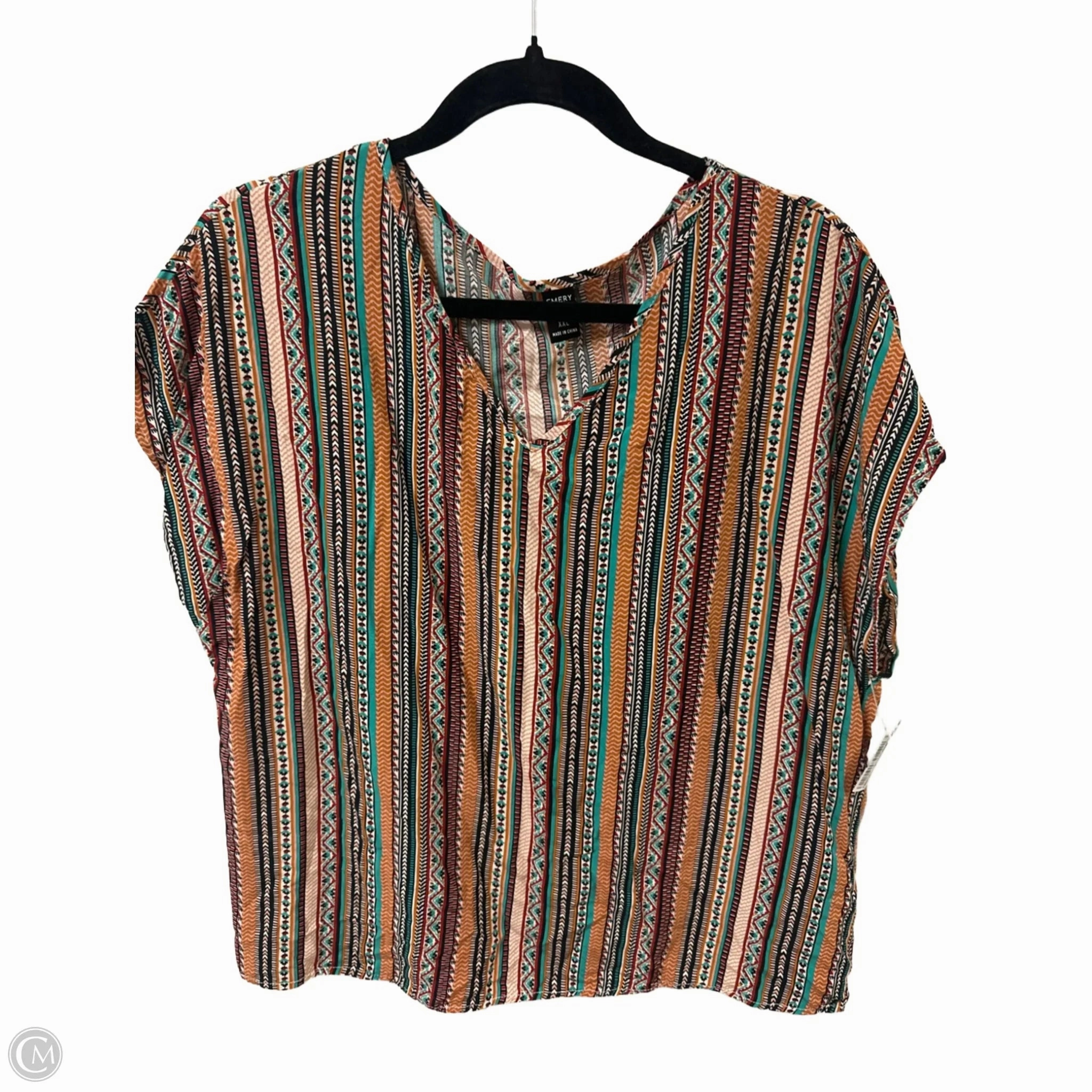 Top Short Sleeve By Clothes Mentor In Black & Cream, Size: 1x
