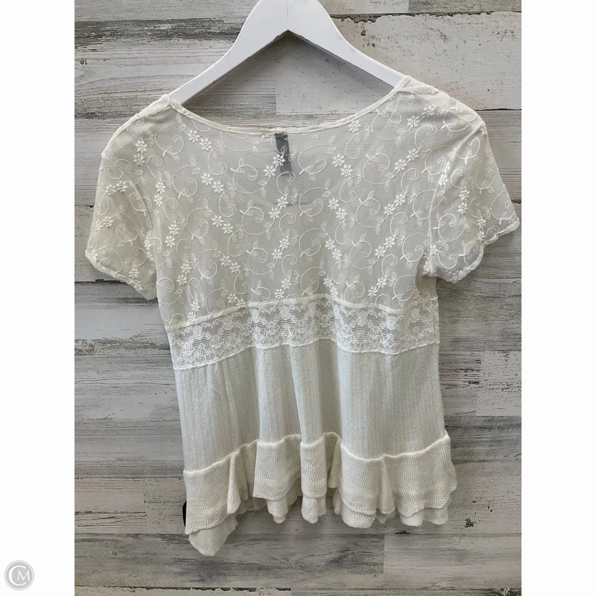 Top Short Sleeve By Free People In Cream, Size: S