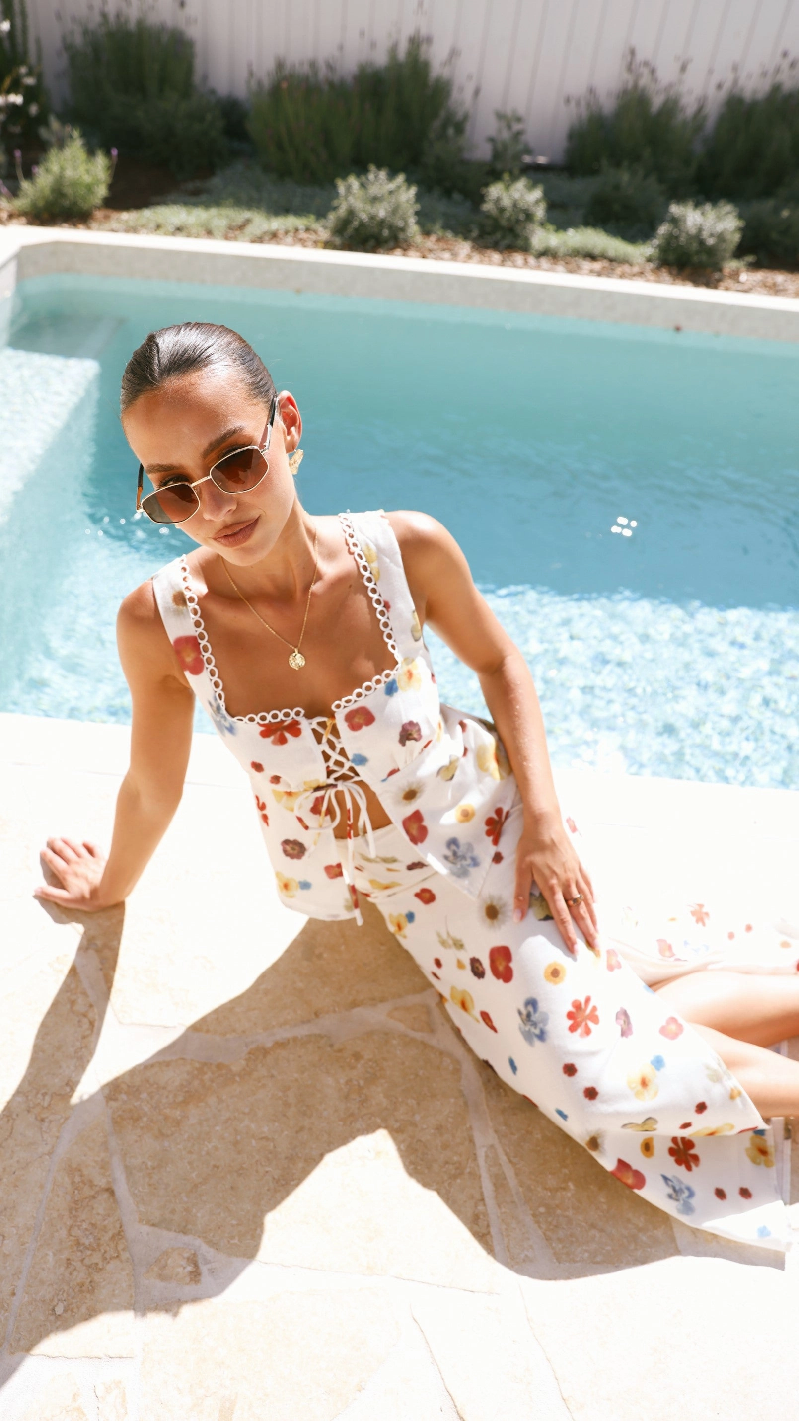 Vaiana Maxi Skirt - Cream / Floral