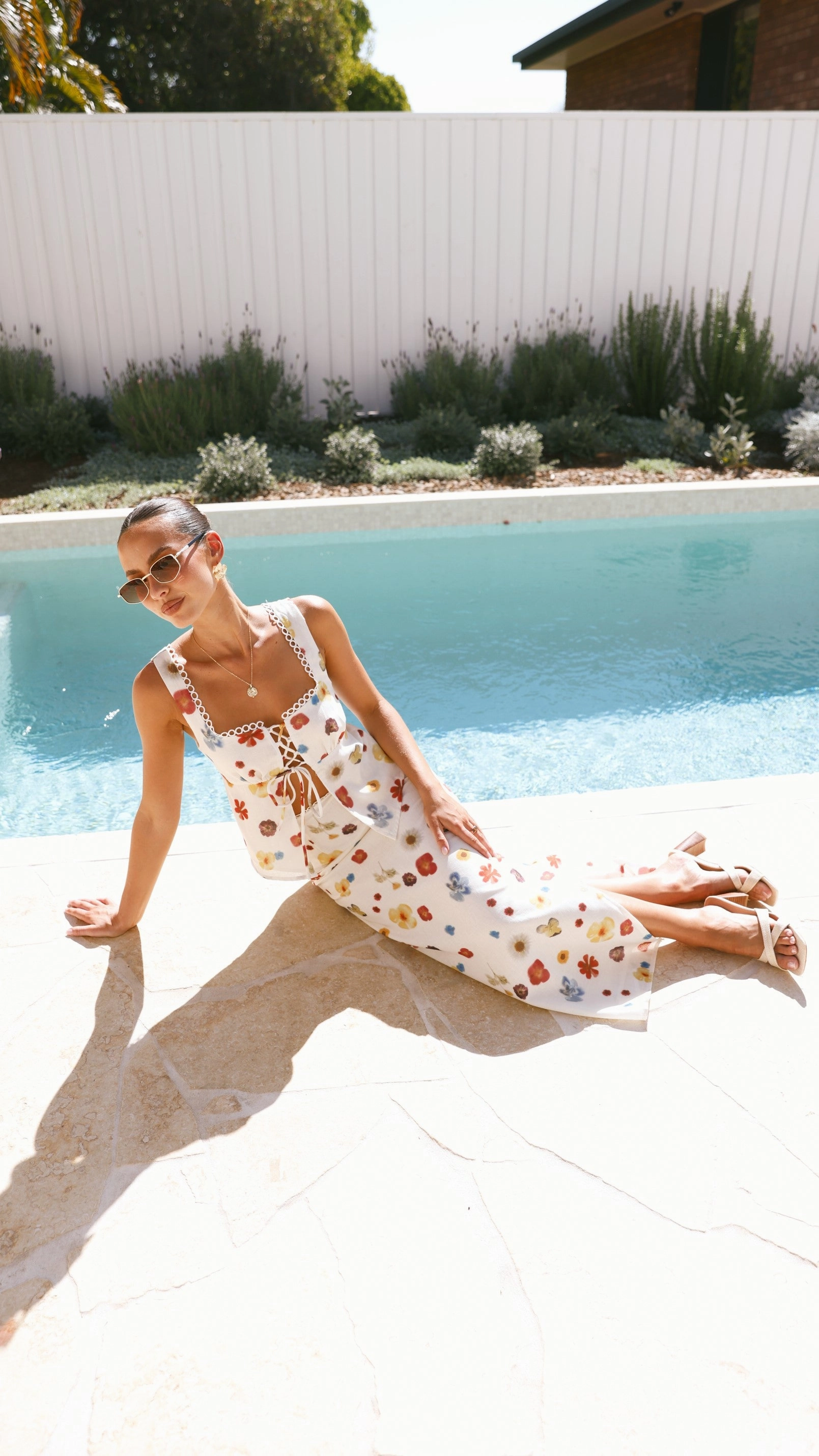 Vaiana Maxi Skirt - Cream / Floral